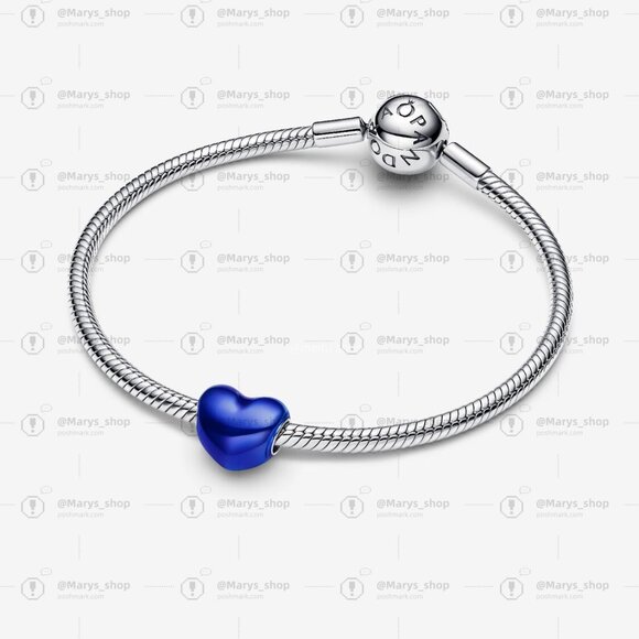 Pandora Metallic Blue Heart Charm - Picture 3 of 6
